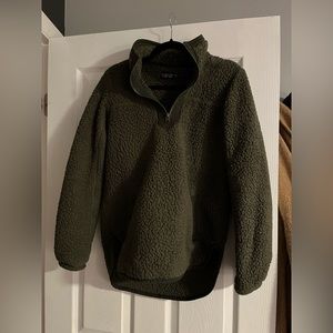 Abercrombie and fitch green Sherpa half zip